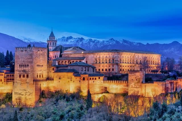 The Alhambra illuminated at night